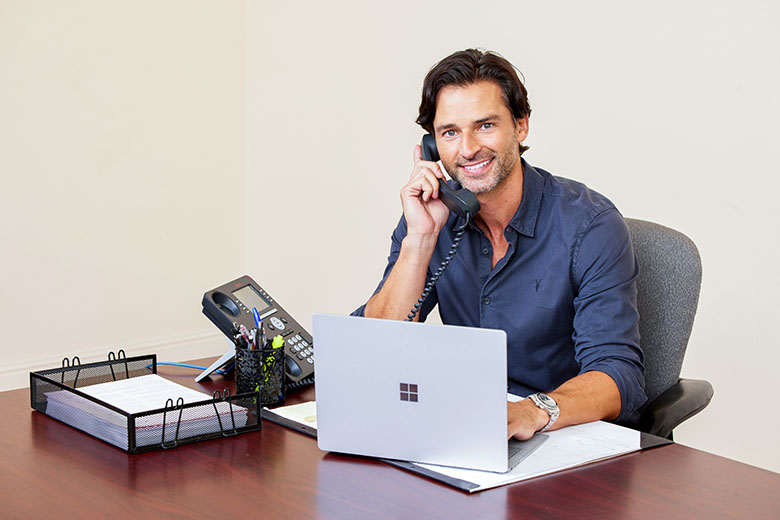 male worker at desk